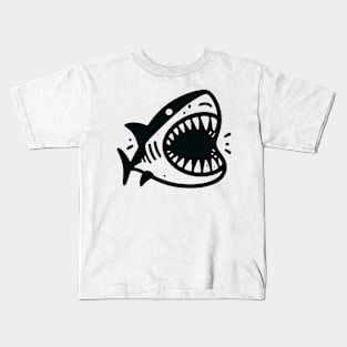 Stick Figure of a Shark in Black Ink Kids T-Shirt